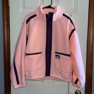 NWT-puma-L-pink& purple-full zip, Sherpa fleece jacket with woven details.